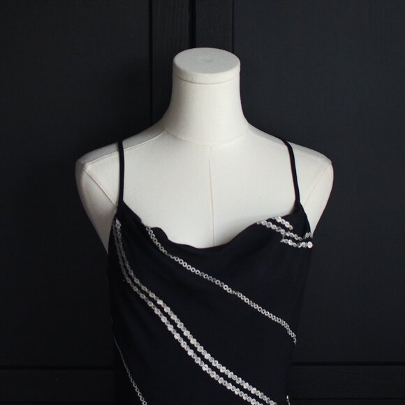 Hype | Spaghetti Strap Black & White Embroidered Stripe Dress - Picture 3 of 6